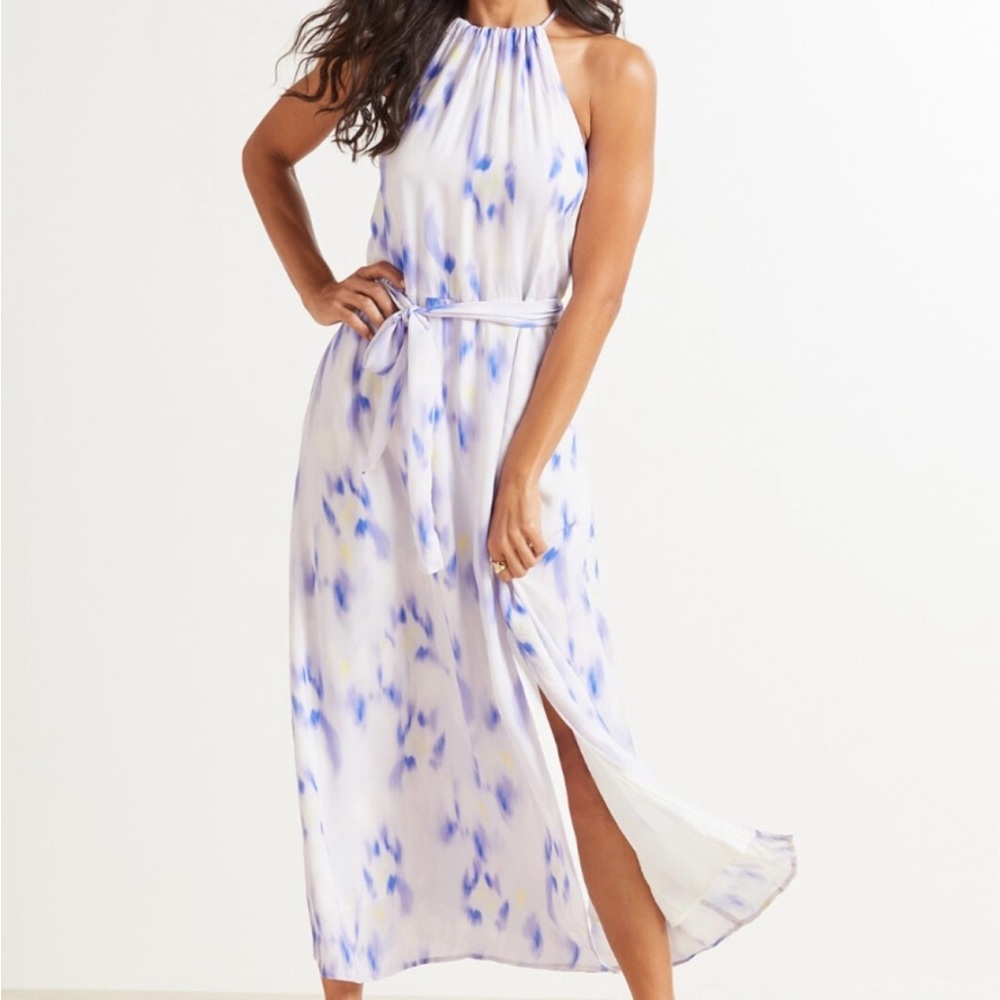 Cloth & Stone Evereve Side Slit Halter Maxi Dress